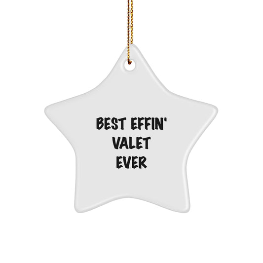Funny Valet Gifts from Men for Valet Men Star Ornament Best Effin' Valet Ever Christmas Unique Decorations - Image 1
