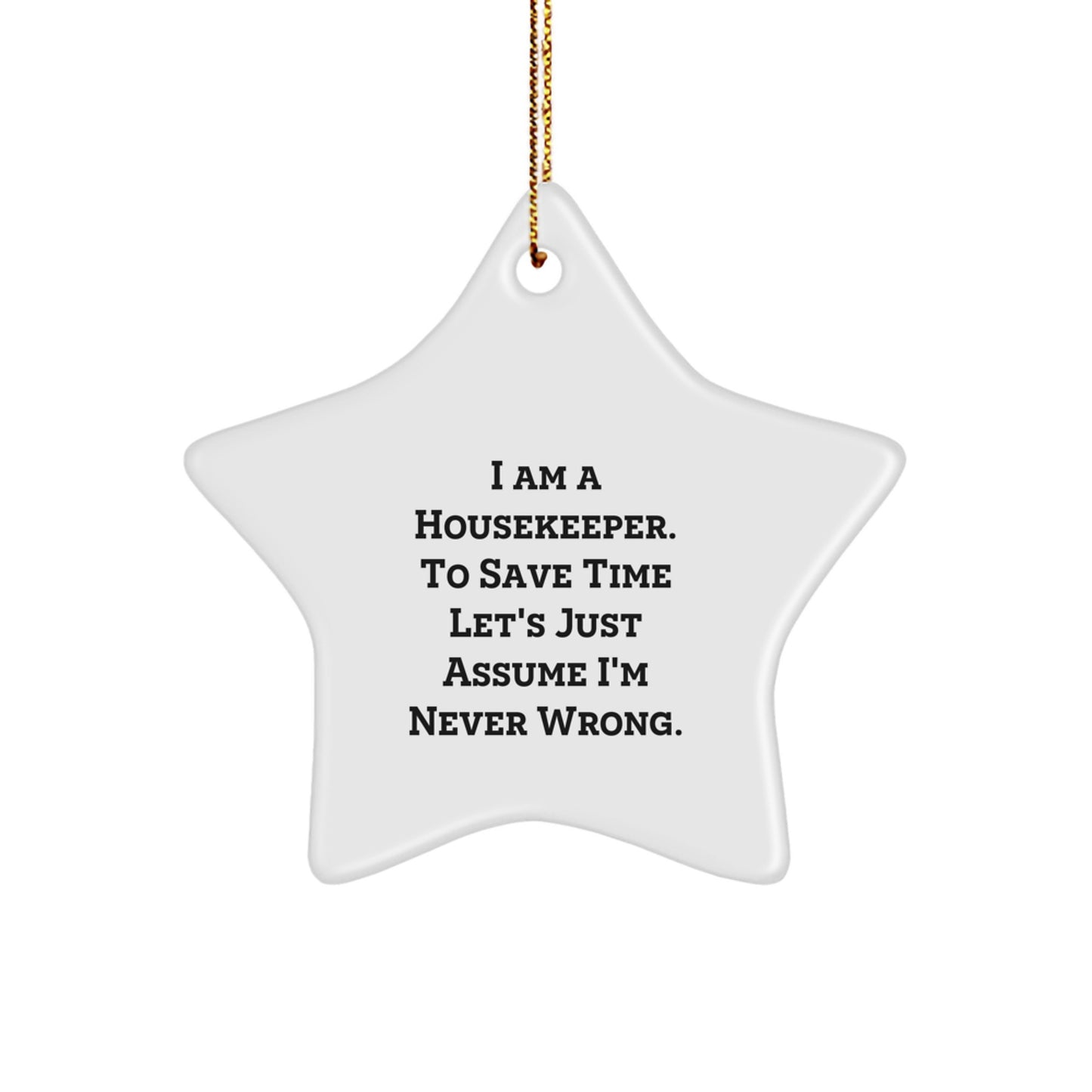 Funny Housekeeper Gifts from Men for Housekeeper Star Ornament, Christmas Unique Housekeeper Ornaments, Housekeeper Humor Star Shaped Decoration - Image 1