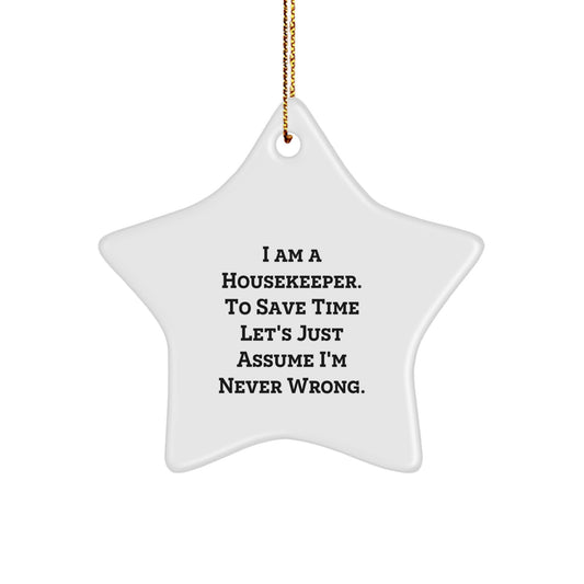 Funny Housekeeper Gifts from Men for Housekeeper Star Ornament, Christmas Unique Housekeeper Ornaments, Housekeeper Humor Star Shaped Decoration - Image 1