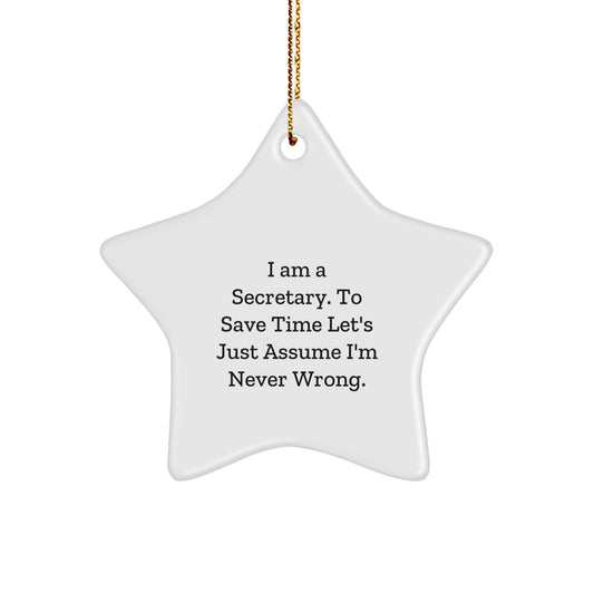 Secretary's Humor, Funny Star Ornament Gifts from Friends, for Christmas Decor - Image 1