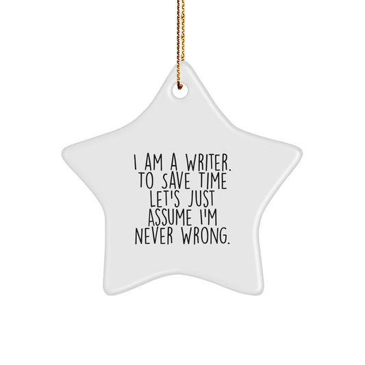 Writer's Inspiration Star Ornament, Gifts from Friends for Christmas, Funny Quote Inside, 3.25'' Tall, Durable MDF Material, Vibrant Colors, Lightweight, Easy Hanging - Image 1