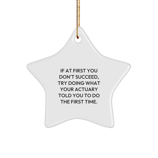 Funny Actuary Gifts for Him - Star Ornament from Friends, Coworkers, or Family - 'If At First You Don't Succeed, Try Doing What Your Actuary Told You To Do The First Time.' - Christmas Unique Gifts - Image 1