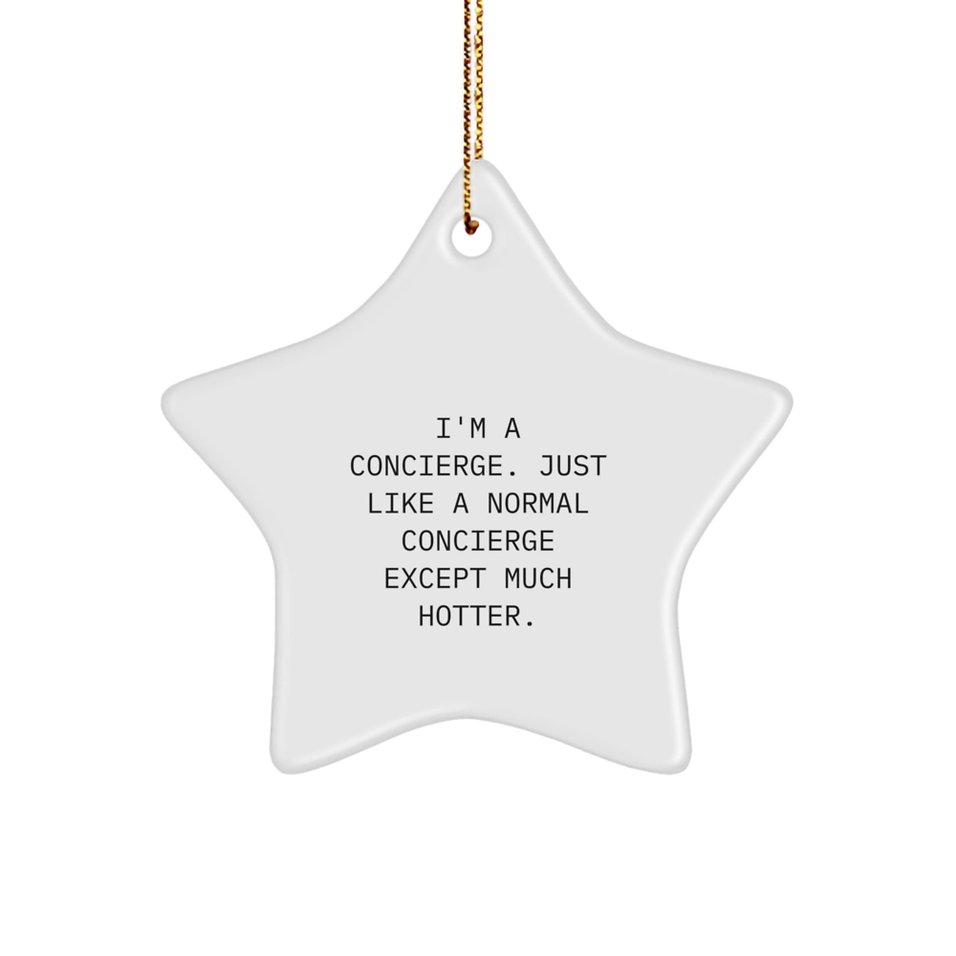 Gifts from Men to Concierge, Christmas Unique Star Ornament, Funny I'm A Concierge Just Like A Normal Concierge Except Much Hotter. - Image 1
