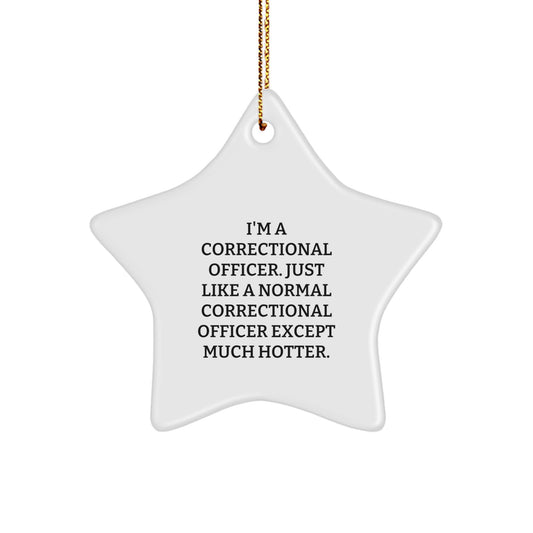 Funny Correctional Officer Gifts from Friends and Family - Correctional Officer Star Ornament for Men, Correctional Officer Unique Christmas Unique Gifts, Correctional Officer Hotter Than Normal - Image 1