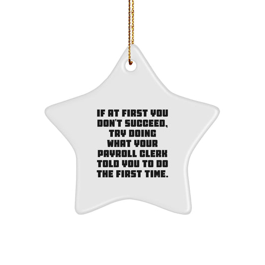 Funny Payroll Clerk Gifts, Star Ornament Inspirational Quote, Christmas Unique Gifts from Friends, Coworkers, Family, Payroll Clerk Office Decor - Image 1