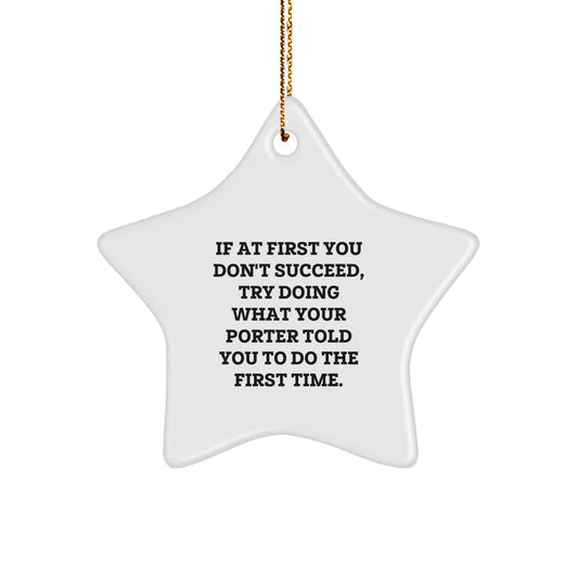 Christmas Unique Gift Porter Star Ornament for Her – Present White - Image 1