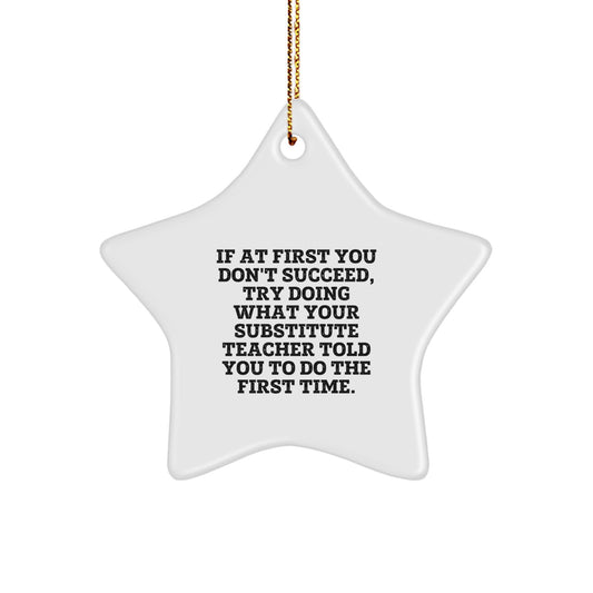 Funny Substitute Teacher Gift, Star Ornament for Christmas, Inspirational Quote for Men or Women, Gifts from Family or Friends - Image 1