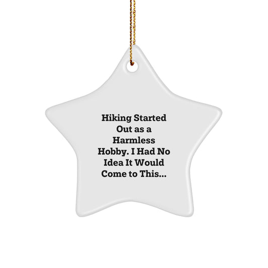 Hiking Keepsake Star Ornament for Him White Durable MDF Christmas Gift - Image 1