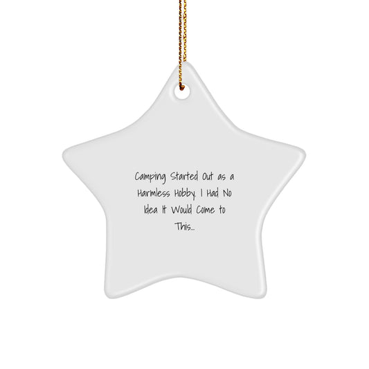 Cheeky Camping Star Ornament for Friends Christmas Gift - Image 1