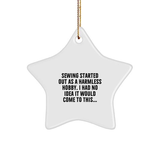Funny Sewing Gifts from Family for Sewing Enthusiasts, White Star Ornament, Christmas Unique Decorations - Image 1
