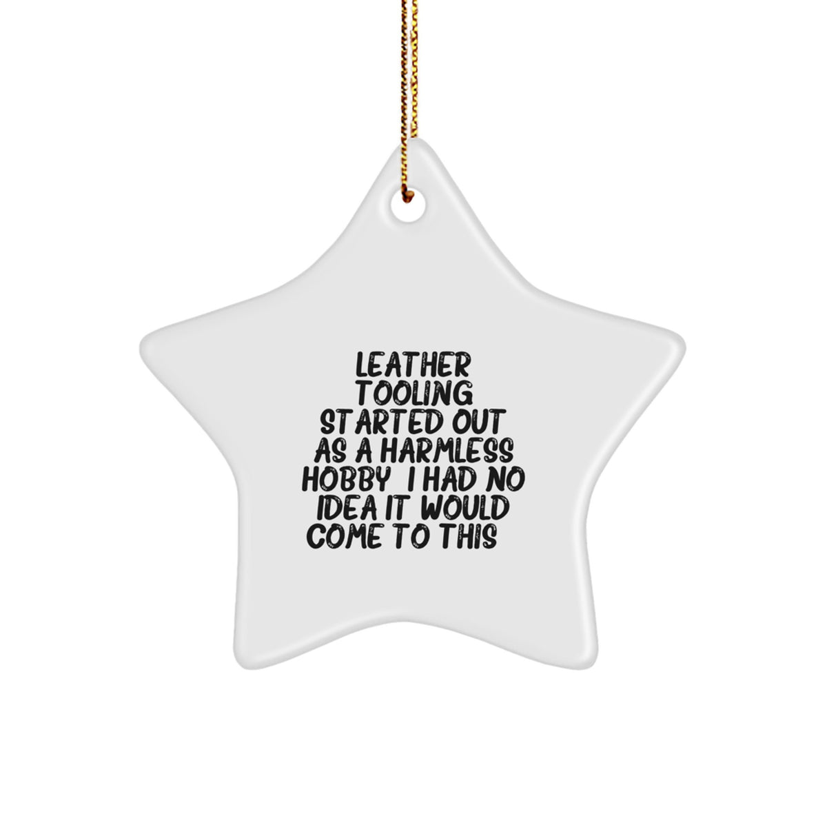 Christmas Gift for Her Leather Tooling Star Ornament Present - Image 1