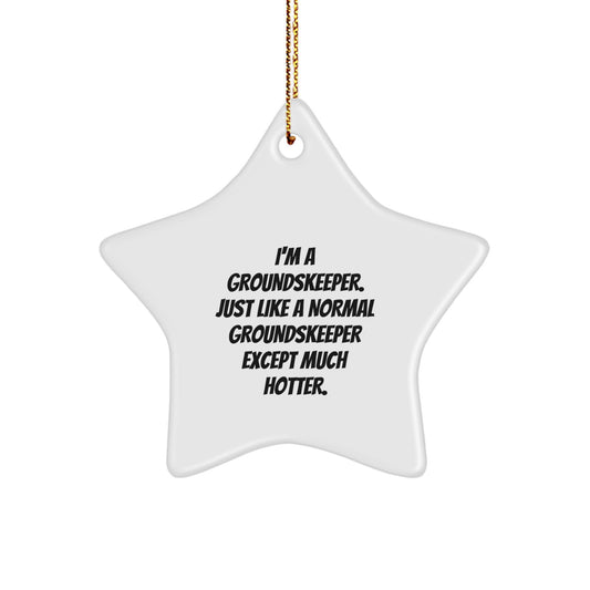 Funny groundskeeper Gifts from Friends for Men - Star Ornament, White, Christmas Unique Decorations - Image 1