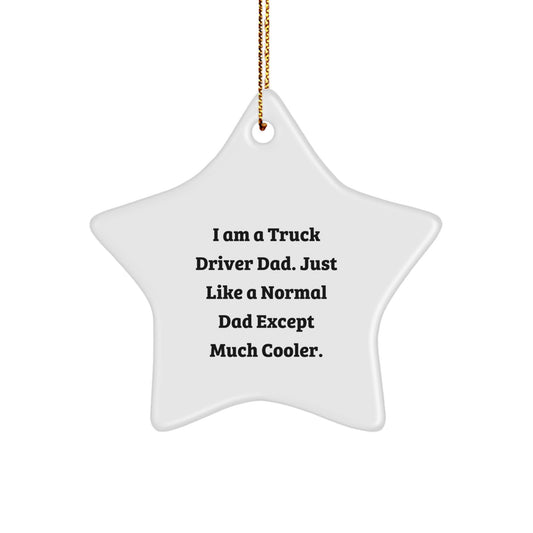 Gifts from Friends to Truck Driver Dad Christmas Star Ornament, Funny Dad Except Much Cooler, Star Shaped Decorations - Image 1