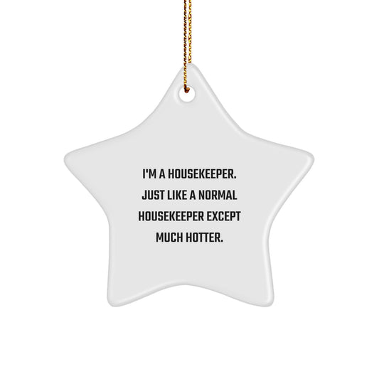 Fun Housekeeper Star Ornament Funny Quote Gifts from Men to Housekeeper Friends for Christmas Unique Gifts - Image 1