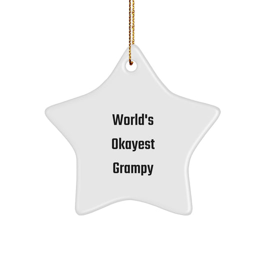 Funny Grampy Gifts from Family for World's Okayest Grampy - Star Ornament, Christmas Unique Presents - Image 1