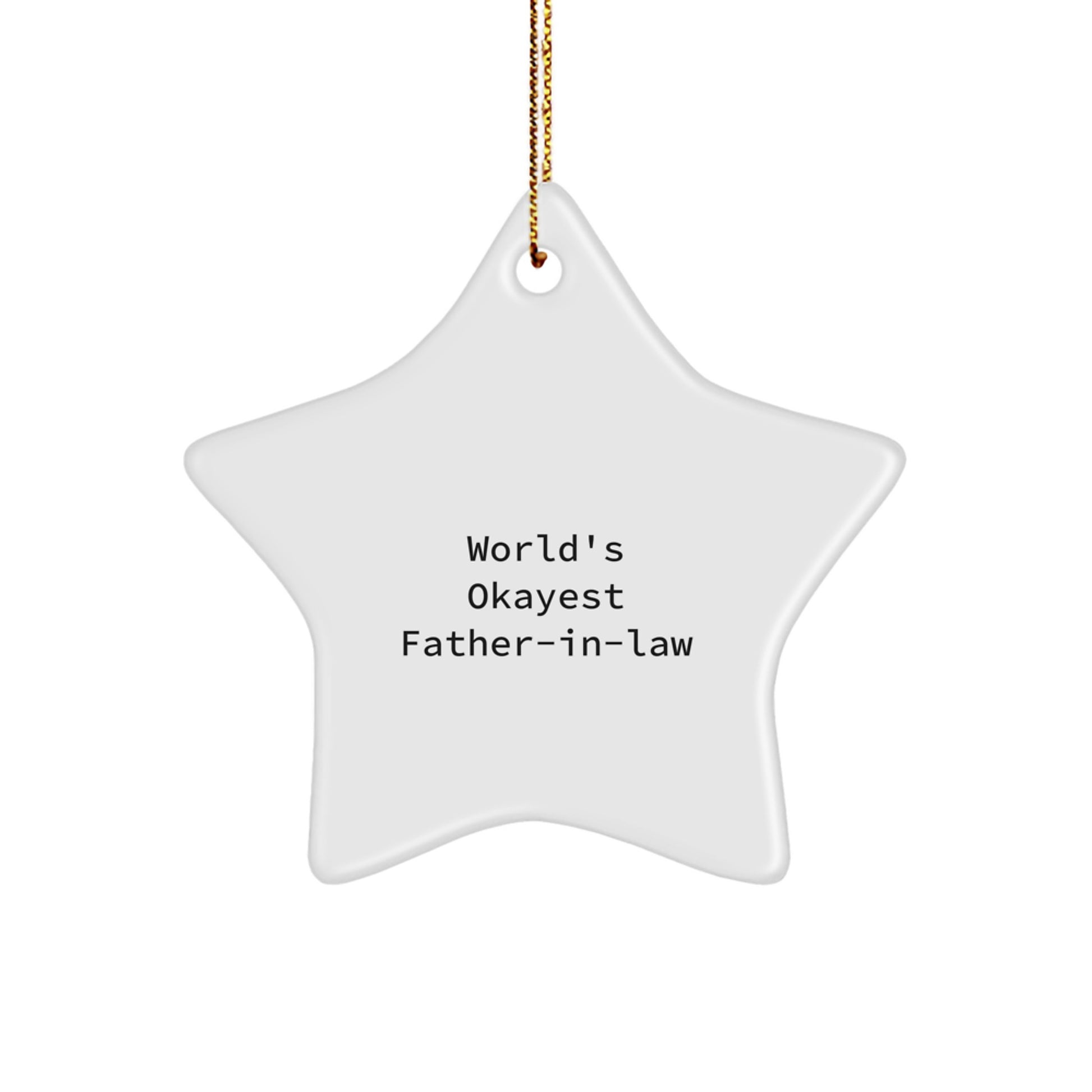 Funny Father-in-law Gifts from Family, World's Okayest Star Ornament, Christmas Unique Presents for Him - Image 1