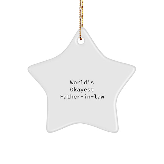 Funny Father-in-law Gifts from Family, World's Okayest Star Ornament, Christmas Unique Presents for Him - Image 1