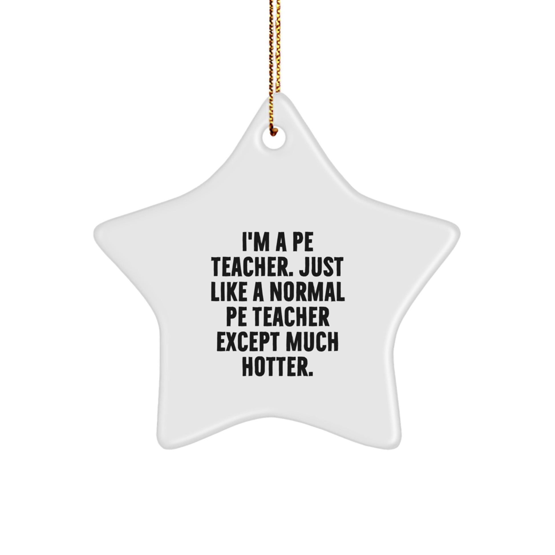 Funny PE Teacher Star Ornament, Gifts for Men from PE Teacher Friends, Christmas Unique Star Shaped Decorations with Humorous Quote, Perfect PE Teacher Office Gift - Image 1