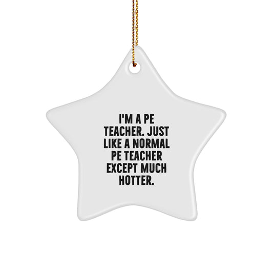 Funny PE Teacher Star Ornament, Gifts for Men from PE Teacher Friends, Christmas Unique Star Shaped Decorations with Humorous Quote, Perfect PE Teacher Office Gift - Image 1
