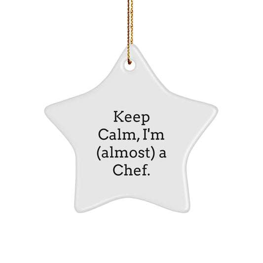 Funny Chef Star Ornament, Christmas Unique Gifts from Men to Friends, Inspirational 'I'm almost a Chef' Decoration - Image 1