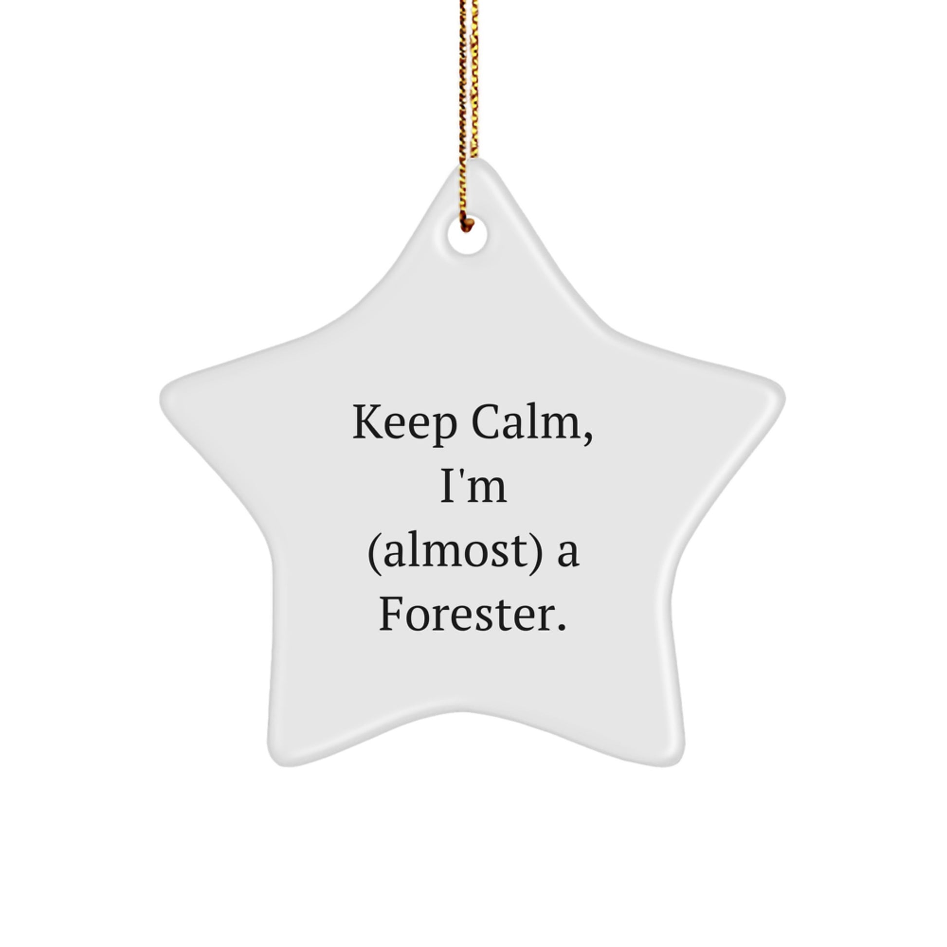 Keep Calm, I'm (almost) A Forester. - Funny Forester Star Ornament Gifts from Family for Christmas - Image 1