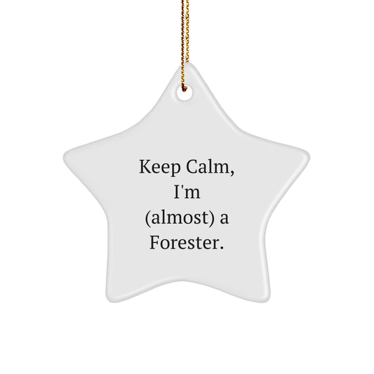 Keep Calm, I'm (almost) A Forester. - Funny Forester Star Ornament Gifts from Family for Christmas - Image 1