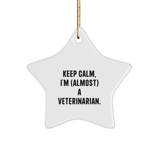 Funny Veterinarian Star Ornament Gifts for Christmas - Keep Calm, I'm (almost) A Veterinarian. - Image 1