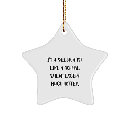 Funny Sailor Gifts from Men to Sailor Friends - Sailor Star Ornament, White Star Shaped Christmas Unique Gifts - Image 1
