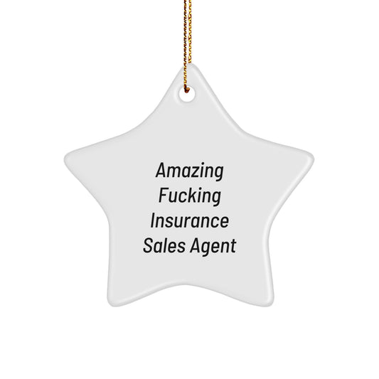 Witty Christmas Ornament Gift for Friends - Amazing Fucking Insurance - Image 1