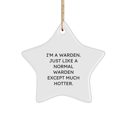 Warden Humor Star Ornament Funny Gift for Men, Warden Enthusiasts, Christmas Unique Gifts from Friends, Family, Coworkers - Image 1