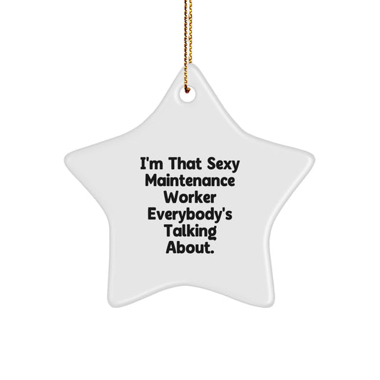 White Star Ornament for Coworkers Idea Christmas Gift Maintenance - Image 1