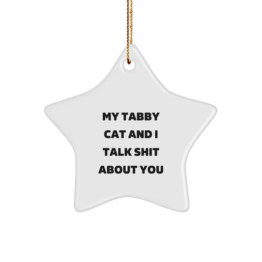 Tabby Cat Star Ornament Funny Gift for Tabby Cat Lovers Friends Family Christmas Unique Gifts from Friends to Family - Image 1
