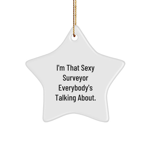 Funny Surveyor Gifts for Men, Star Ornament from Friends, Unique Christmas Decorations for Surveyor Enthusiasts, Sexy Surveyor Everybody's Talking About Star Gift - Image 1