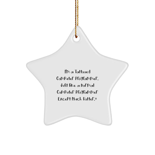 Sassy Christmas Ornament Gift for Roommates - Tattooed Computer - Image 1
