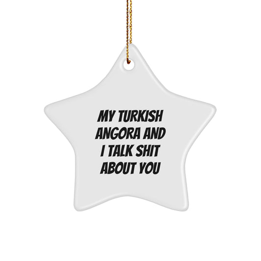 Funny Gifts for Turkish Angora Cat Lovers - White Star Ornament, Christmas Decorations, Gifts from Friends to Family - Image 1