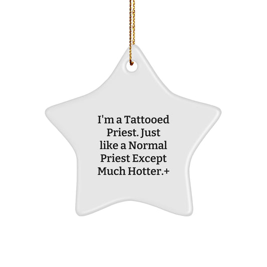 Tattooed Priest Star Ornament for Coworkers Idea Christmas Holiday Gift - Image 1