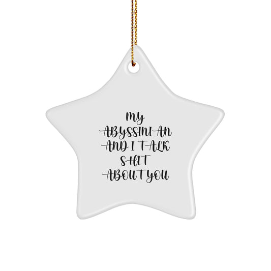 Funny Abyssinian Cat Gifts for Women, Men, and Friends - My Abyssinian And I Talk Shit About You Star Ornament Gifts from Family, Christmas Unique Gifts - Image 1