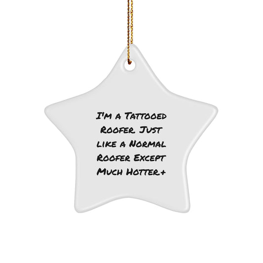 Bold Tattooed Roofer Novelty Christmas Ornament for Friends Gift - Image 1