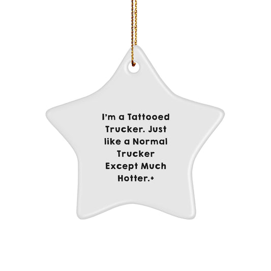 Christmas Ornament Gift Tattooed Trucker Holiday Keepsake Idea - Image 1