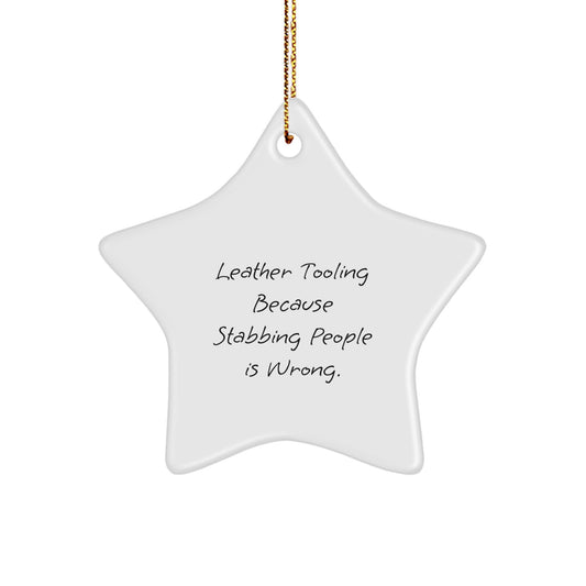 Funny Leather Tooling Star Ornament Gifts for Friends from Coworkers - Unique Christmas Decorations - Image 1