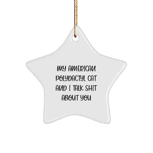 Funny Star Ornament Gifts for American Polydactyl Cat Lovers from Friends and Family - My American Polydactyl Cat And I Talk Shit About You - Image 1