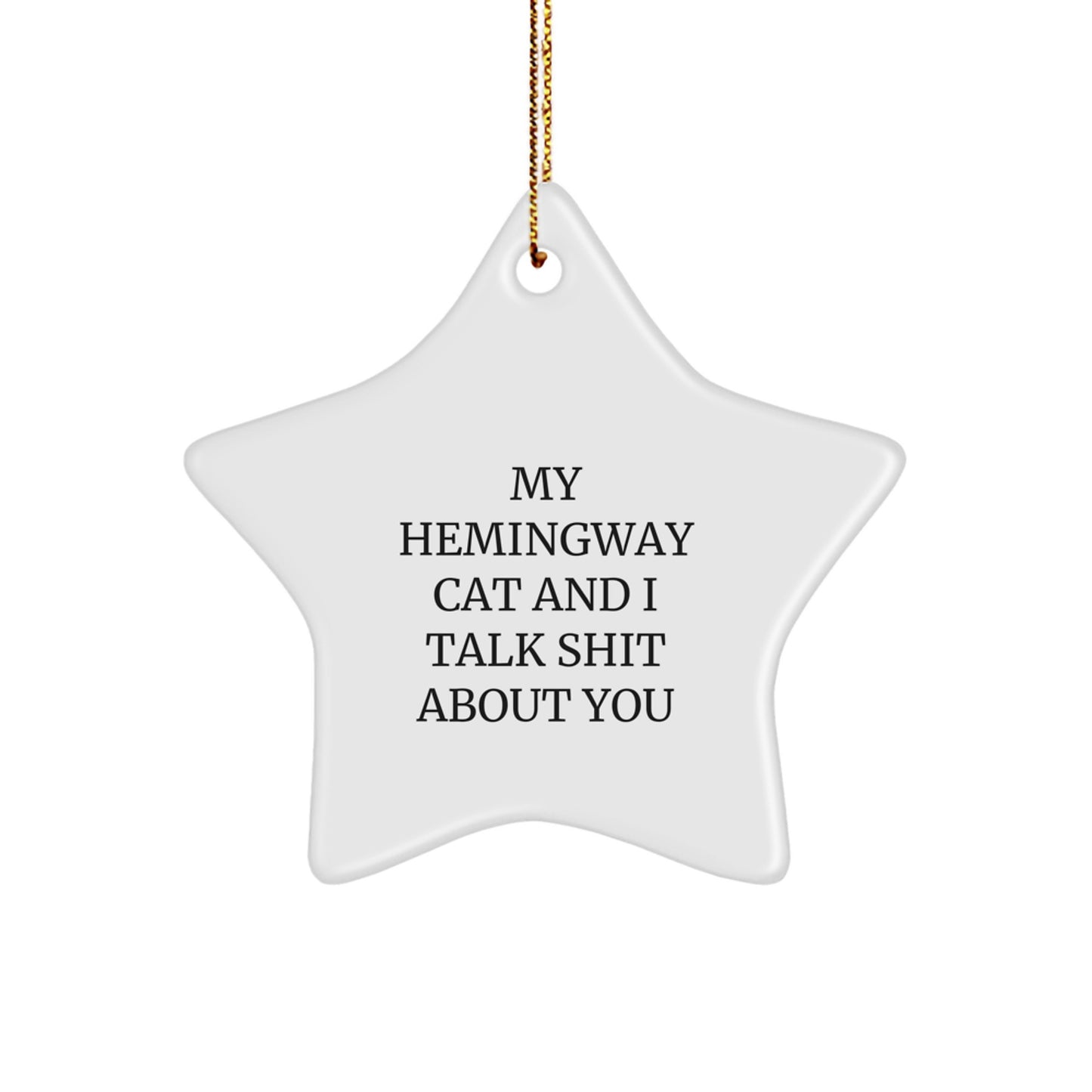 Funny Hemingway Cat Star Ornament, Gifts from Friends to Hemingway Cat Lovers, Cute Hemingway Cat Decorations for Christmas Unique Gifts - Image 1