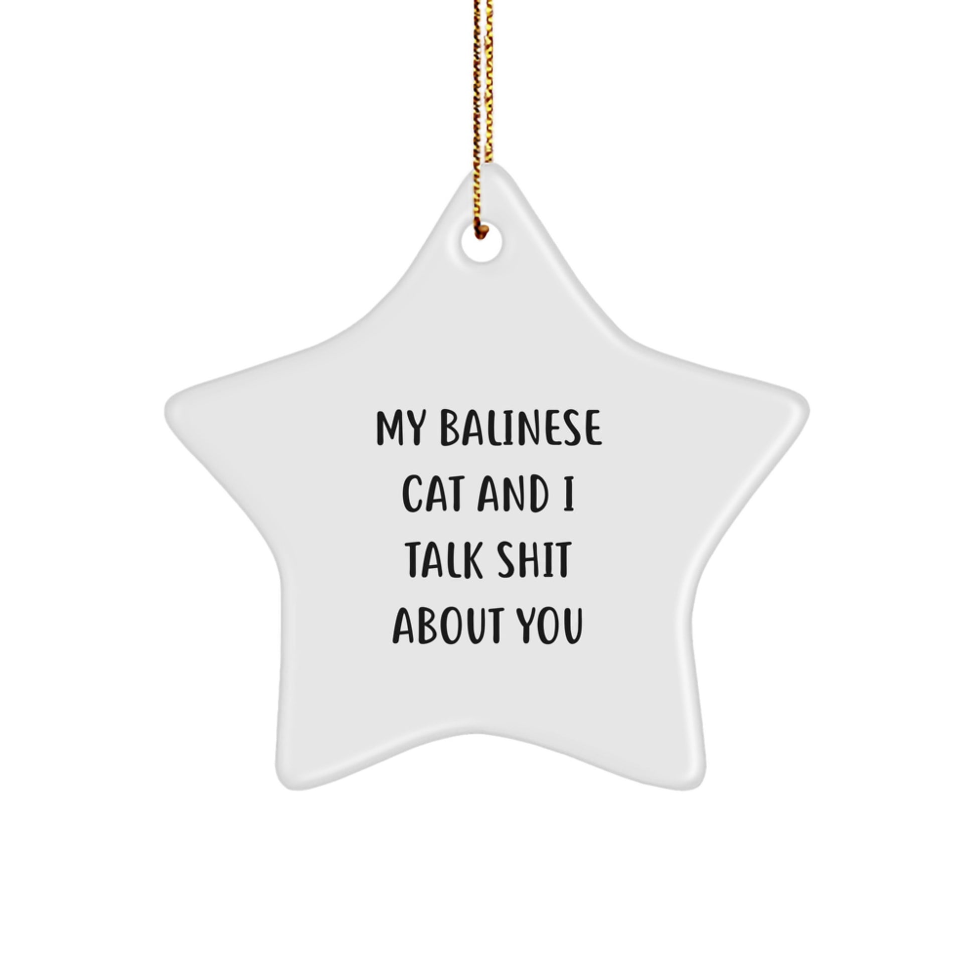 Funny Balinese Cat Star Ornament Gifts for Friends and Family at Christmas, Cute Star Shaped Decorations, Unique Gift Ideas from Men to Women - Image 1