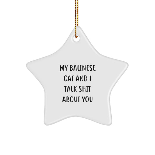 Funny Balinese Cat Star Ornament Gifts for Friends and Family at Christmas, Cute Star Shaped Decorations, Unique Gift Ideas from Men to Women - Image 1