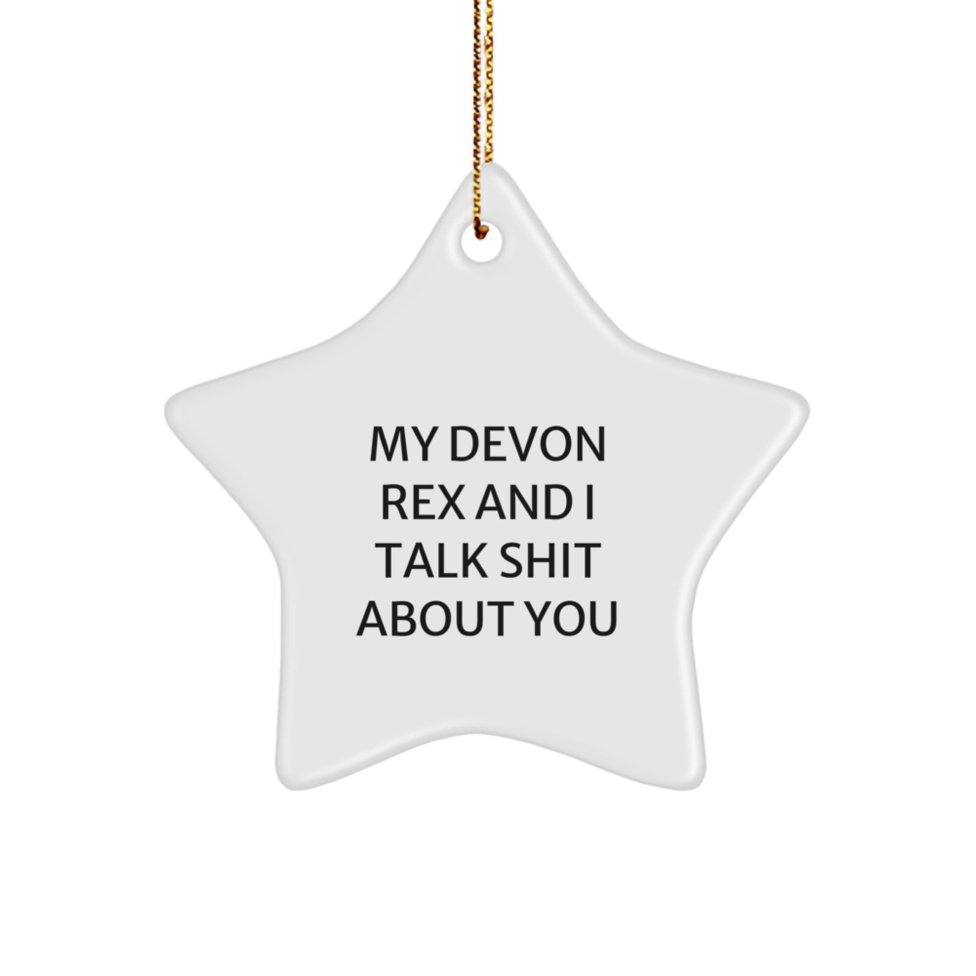 Funny Devon Rex Cat Star Ornament Gifts from Men to Friends and Family for Christmas Unique Presents - Image 1