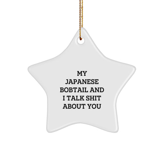 Japanese Bobtail Cat Lover's Funny Star Ornament, Gifts from Men to Japanese Bobtail Cat Friends, Unique Christmas Unique Gifts for Cat Enthusiasts, Star Ornament Decoration - Image 1