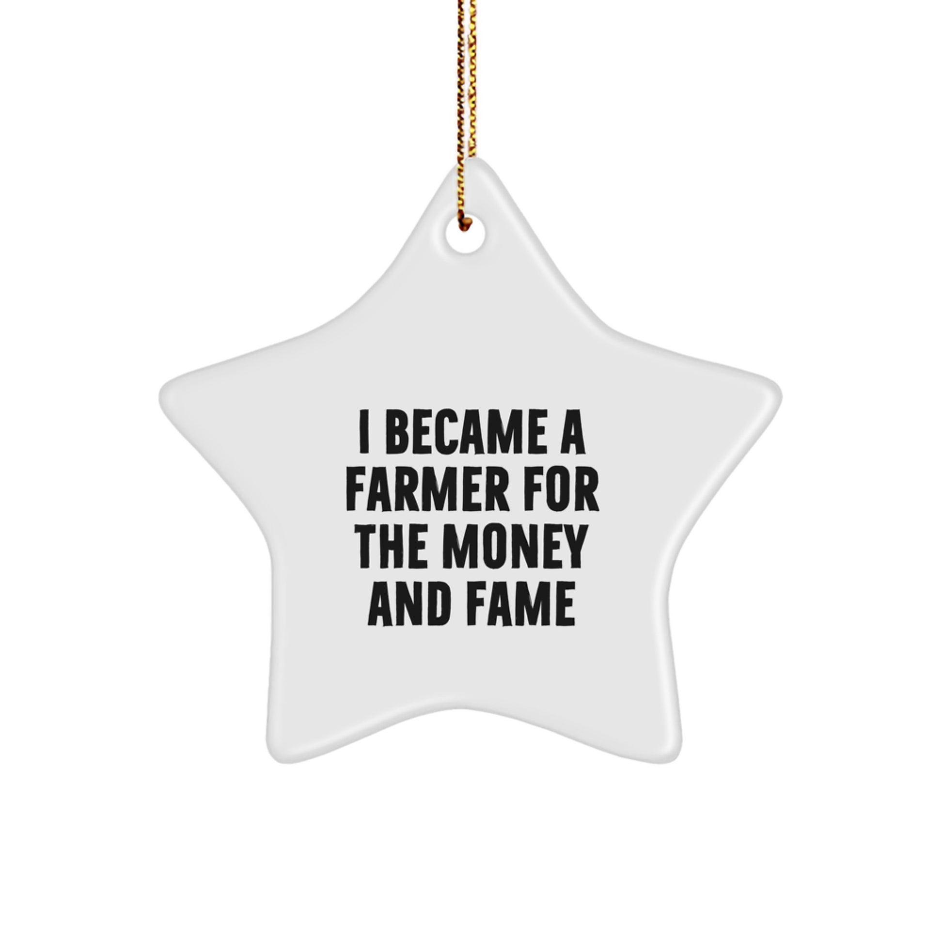 Funny Farmer Gifts from Friends - Star Ornament for Christmas Unique Gifts - I Became A Farmer For The Money And Fame Inspirational Quote - Image 1