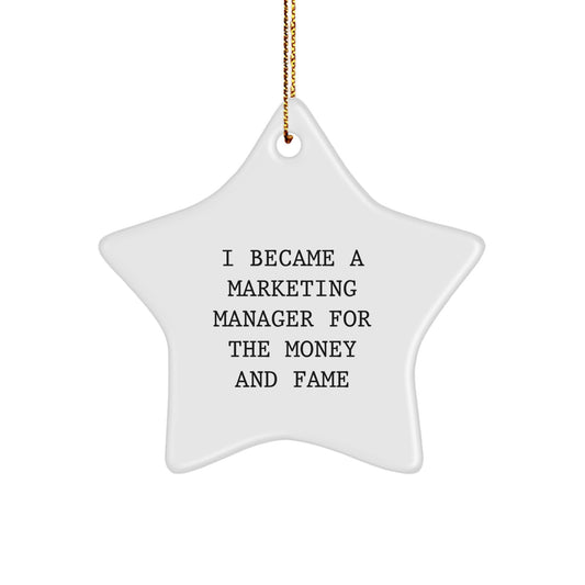 Marketing Manager Star Ornament, Funny Quote Gifts for Christmas Unique Decorations - Image 1