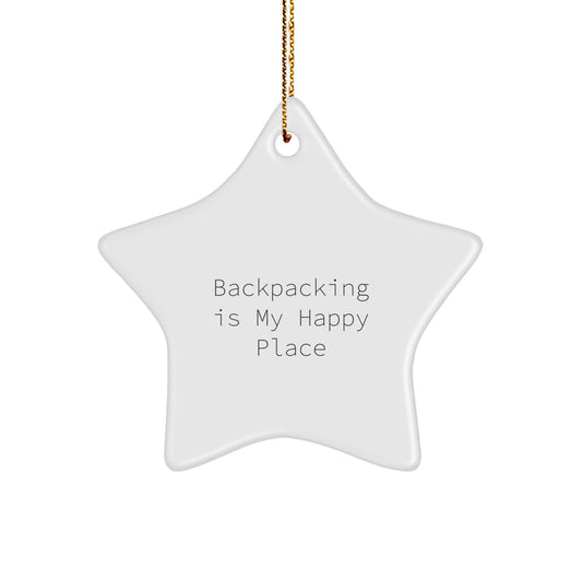 Funny Backpacking Quote Star Ornament Gifts for Men from Family, Unique Christmas Decorations for Backing Enthusiasts, Star Shaped MDF Wood - Image 1