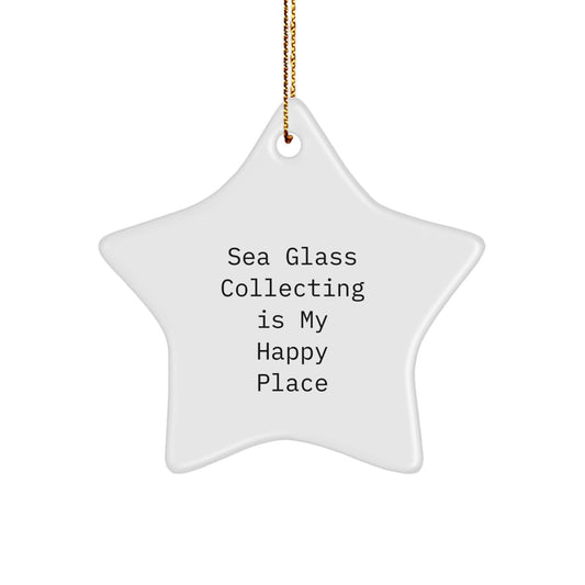 Gifts from Family for Sea Glass Collecting Enthusiasts, Star Ornament, Funny Quote 'Sea Glass Collecting Is My Happy Place' for Christmas Unique Gifts - Image 1